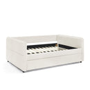 Daybed with Trundle Upholstered Tufted Sofa Bed, Full Size, Boucle Fabric, Beige(83'x58.5'x29.5')