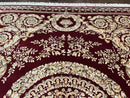 Aubusson Rug 9x12, Wool Handmade Carpet, Elegant French European Design, Dark Maroon Red, 9 x 12 Room Sized Rug, Finely Hand Knotted