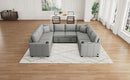 Multi-functional U-shaped Sectional Sofa Convertible Pull-out Bed Gray Chenille 107.1'
