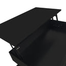 U-Can Lift-Top Coffee Table with 2 Drawers, Modern Square Coffee Table with Glass Top and High-Gloss Finish, Hidden Space and LED Lights for Living Room