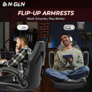 N-GEN Ergonomic Gaming Chair With Lumbar Support Gray PU Leather