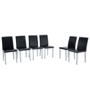 A Set of 2 Black PU Backrest Chairs with Silver Metal Legs: They Are Ideally Suited for Minimalist and Contemporary Home Styles, With Dimensions of 16.2*18.5*34.6 inches