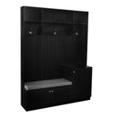 ON-TREND Elegant Design Hall Tree with Comfort and Storage Solutions, Functional Hallway Shoe Cabinet with Bench&Cushion, Modern Coat Rack with Hooks for Entryways, Black (OLD SKU: SD000026AAB)