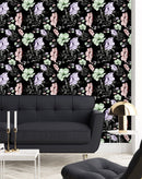 Stylish Black Wallpaper with Flowers Vogue