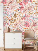 Contemporary Brightly Pink Flowers Wallpaper Chic
