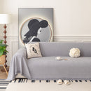 Textured Woven Modern Sofa Cover, Natural Blend Decorative Couch Throw Blanket