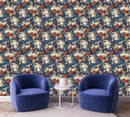 Dark Blue Wallpaper with Hands Pattern