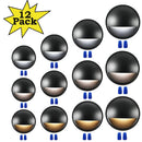 DLAC02 12-Pack 3CCT 3W Black Low Voltage LED Outdoor Half Moon Deck Lights Package, 12V-24V LED Step Patio Landscape Lights