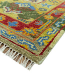 Gold, Blue And Green Transitional Hand Knotted 8x10 wool area rug