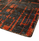Hand Knotted 4x6 Rust and Charcoal Modern Abstract  Recycled Silk Area Rug