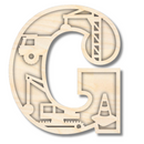 Unfinished Wood Layered Themed Letters | Construction | A-Z | 2 Piece | up to 24"
