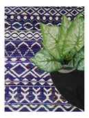 Hand Knotted Blue and White Modern Contemporary Southwestern Tribal Trellis Recycled Silk Area Rug | OP6
