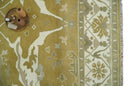 Olive, Ivory and Gray Hand knotted Oriental Oushak 9x12 wool Area Rug