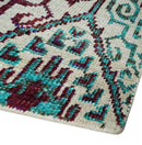 5x8 Hand Knotted Ivory, Blue and Red Antique Contemporary Bamboo Silk Area Rug