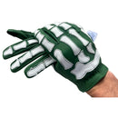 Leather Motorcycle Glove - Buffalo Hide - Skeleton Design - Green & White