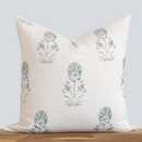 Devi Floral Block Printed Pillow Cover | Teal Green/Blue