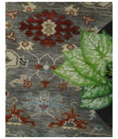 Hand Knotted Gray, Red and Beige Traditional Vintage Style Custom Made Wool Area Rug