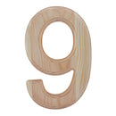 Unfinished Wooden Arial Font Number 9 (Nine) 6.25 Inches