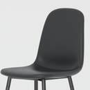 Table and chair set.A minimalist retro rectangular dining table with a specially textured top and black metal legs.Paired With 4 Mid-Century Style Upholstered Side Black PU Chairs,Spoon Shaped Chairs.