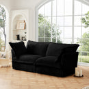 Modern Slipcovered 2-Seat Sofa Couches for Living Room, 2 Seater Sofa, Corduroy Deep Seat Sofa with Upholstered Cushion&Detachable Cover, Comfy Sofa Couch for Small Space, Apartment, Black Corduroy