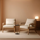 Chenille Mid Century Modern Accent Chair Set of 2 Cream