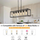 Six Light Black Linear Chandelier With Adjustable Height