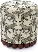 Dex Taupe Leopard Jacquard Ottoman Fully Assembled