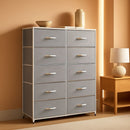 Light Grey Tall Dresser With 10 Drawers For Bedroom Storage