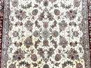 Pak Persian Rug 6x9, Floral Allover Carpet 6 x 9 ft, Cream and Maroon Hand Knotted Wool and Silk Fine Oriental Rug, Traditional Vintage Rug