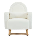 Accent Rocking Chair with Curved Back & Pillow, Ultimate Comfort for Your Home, Teddy Velvet, Cream White