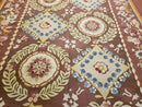 Aubusson Rug 6 x 9 Flat Weave Area Carpet European Design Flowers New Brown Rug Handmade Wool Hand-Knotted Aubusson Weave Medium Rug 6x9