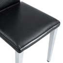 A Set of 2 Black PU Backrest Chairs with Silver Metal Legs: They Are Ideally Suited for Minimalist and Contemporary Home Styles, With Dimensions of 16.2*18.5*34.6 inches