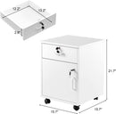 White Mobile File Cabinet With Lockable Drawer And Door