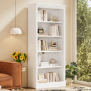83' Tall Wood Bookcase Suite with light strip ,5-Tier Decor Bookcase Suite with Adjustable Shelves,Storage Organizer,Free Standing Storage Shelves Suite for Living Room,Home Office,White