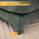 Elegant Two-Seater Chenille Fabric Sofa with Lumbar Pillows, Ergonomic Design, Green