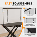 Professional Electric Dog Grooming Table - Heavy Duty, Height Adjustable Pet Grooming Table w/Leveling Wheels, Dog Grooming Arm, Anti Slip Tabletop & Tool Organizer/Dog Grooming Station (50', BLACK)