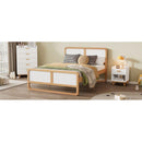 Modern Style Queen Size Solid Wood Platform Bed for Kids, Teens, Adults, No Need Box Spring, Walnut and White