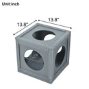Grey Pine Wood Outdoor Cat House with Shelves and Weather Protection, Removable Wood Boxes