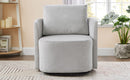 Modern 360° Swivel Accent Barrel Armchair in Grey Chenille, 29.9' Upholstered with Curved Design for Living Room, Bedroom, Office, and Hotel