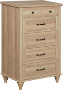 Oak Midcentury Dresser Five Drawers Storage Organizer