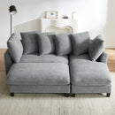 Modern L-Shaped Sectional Sofa with Storage, Movable Ottoman, and Throw Pillows, Grey Chenille, 83'