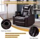 Power Recliner Chair With USB Ports And Cup Holders Brown