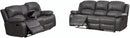 2 Piece Bonded Leather Reclining Sofa Loveseat Set Gray Living Room Furniture Set 8018