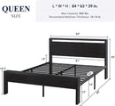 Queen Platform Bed Frame With Wooden Headboard And Footboard Black Oak
