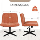 Cross Legged Office Desk Chair Brown Fabric Adjustable