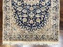 Persian Nain Rug 3x5, Floral Medallion Oriental Carpet, Very Fine Hand Knotted Handmade Wool and Silk Highlights Rug, Vintage Semi Antique