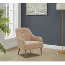 Chenille Armchair, Modern Style Accent Chair with Wood Legs, Comfy Design for Living Room, Bedroom, Office,Beige