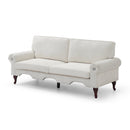 80-Inch Modern Linen 3 seat Sofa with Wooden Legs & Crystal button and Copper Nail, Tufted Backrest, Perfect for Living Room, Bedroom, or Office (Beige)