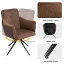 360° Swivel Home Office Desk Chairs Set of 2,Dining Chairs with Arm, Upholstered Bedroom Chairs with Metal Base,Makeup Chair for Vanity, for Living Room, Bedroom,Study Room,Dining Room(Dark Brown)