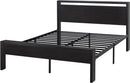 Queen Metal Platform Bed Frame With Storage Black Oak